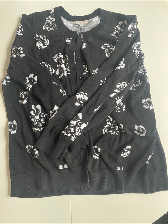 Woman Within Sweaters - Woman Within Black & Gray Marled Button up